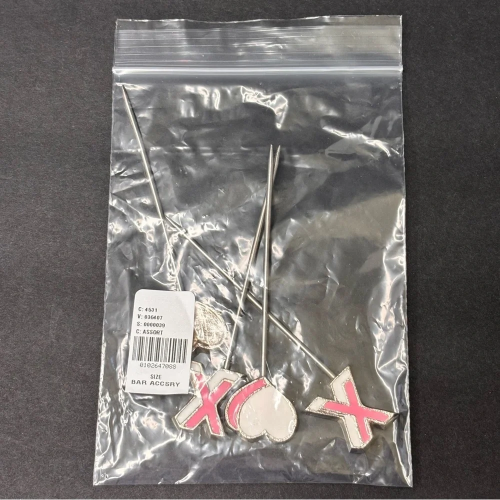Anthropologie Valentine's Day Cocktail Picks, Set of 4 New
